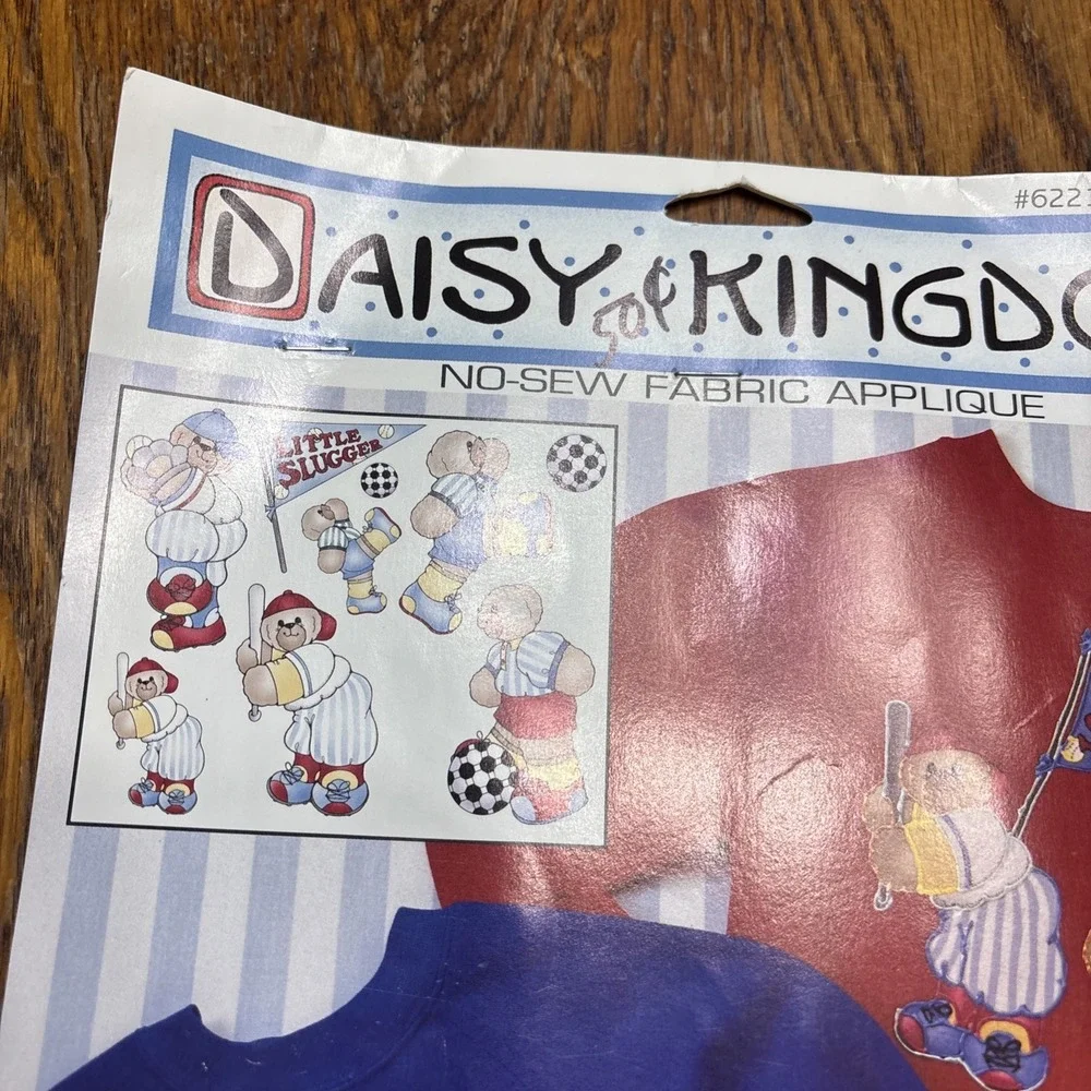 Vtg Daisy Kingdom No Sew Fabric Appliqué Little‎ Slugger Teddy Bear